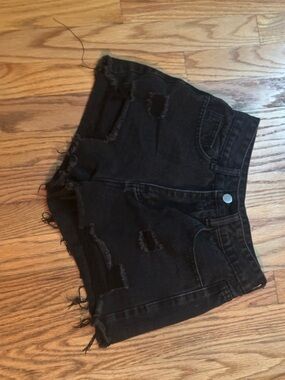 Black Distressed Women's Denim Shorts
